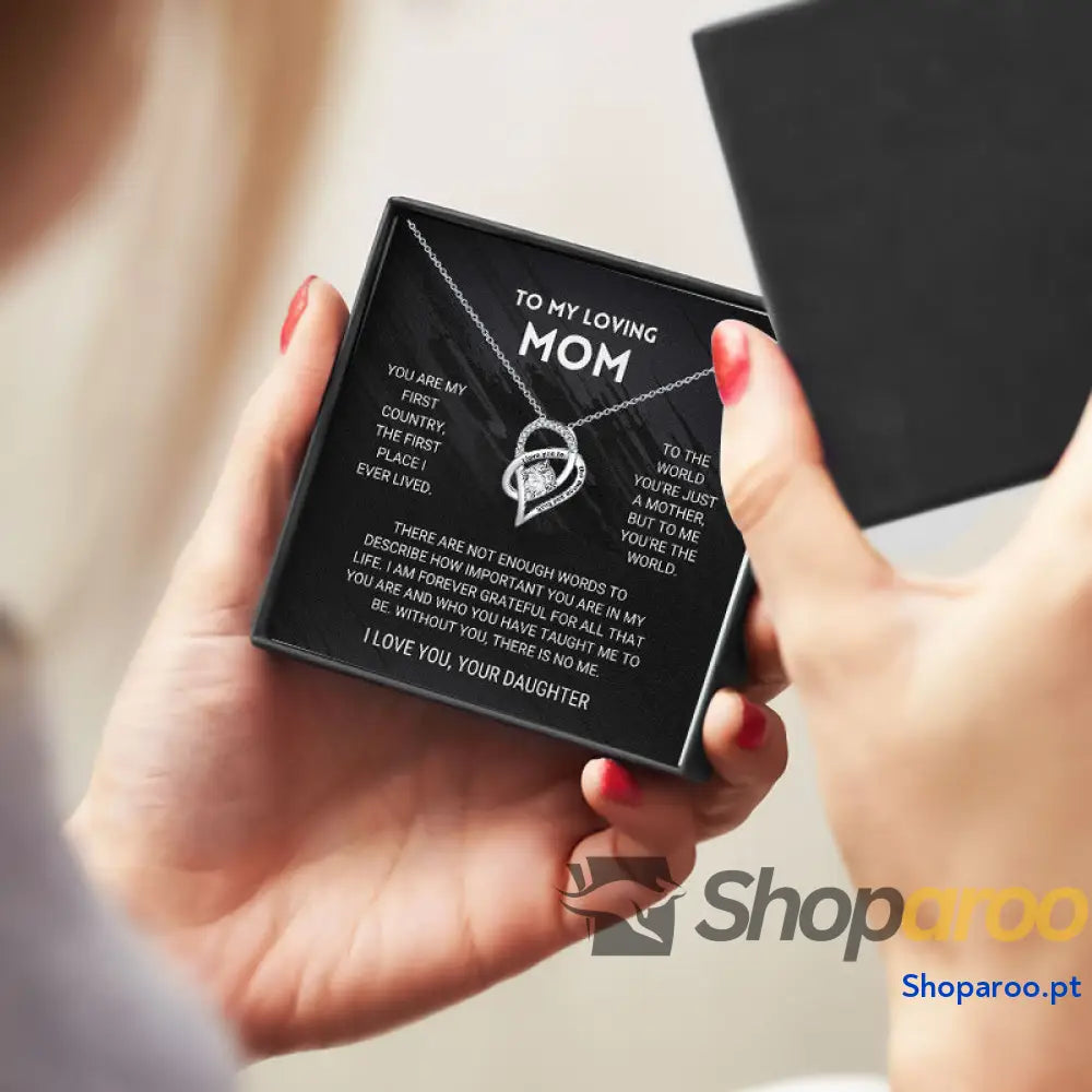 Colar luxuoso com caixa de oferta em forma coração recortado e zircónias incrustadas para uma mãe incrível