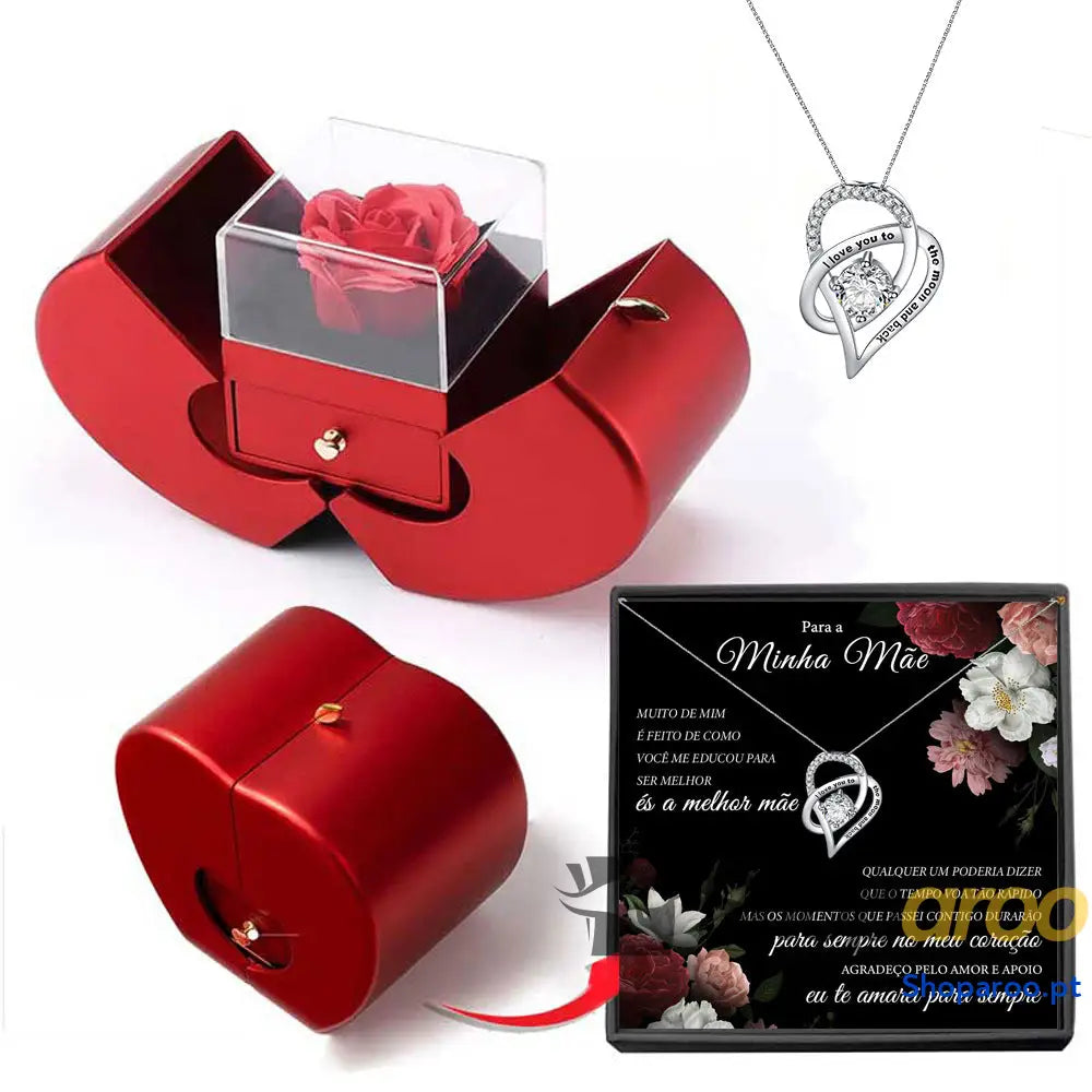 Colar requintado e luxuoso em forma de coração oco cravejado diamantes com cartão português caixa oferta alta qualidade