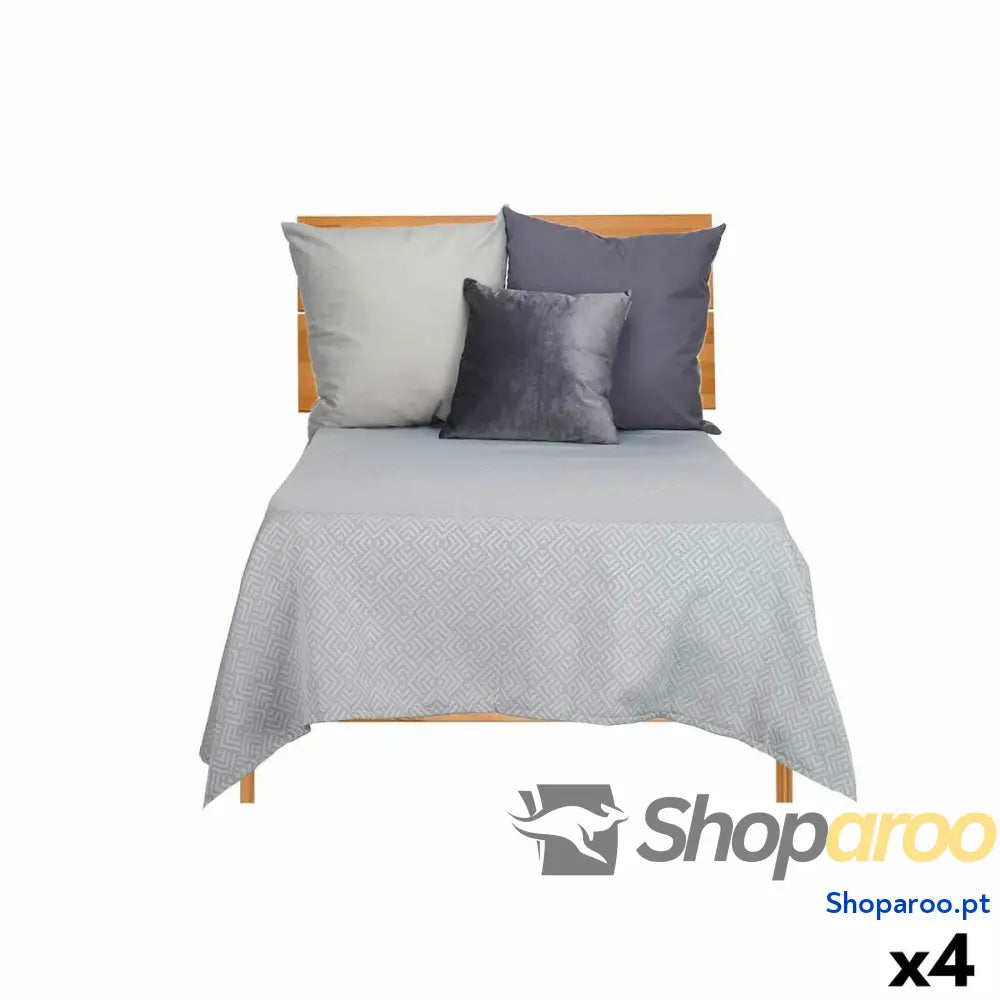 Colcha 180 x 260 cm Geométrico Cinzento (4 Unidades)