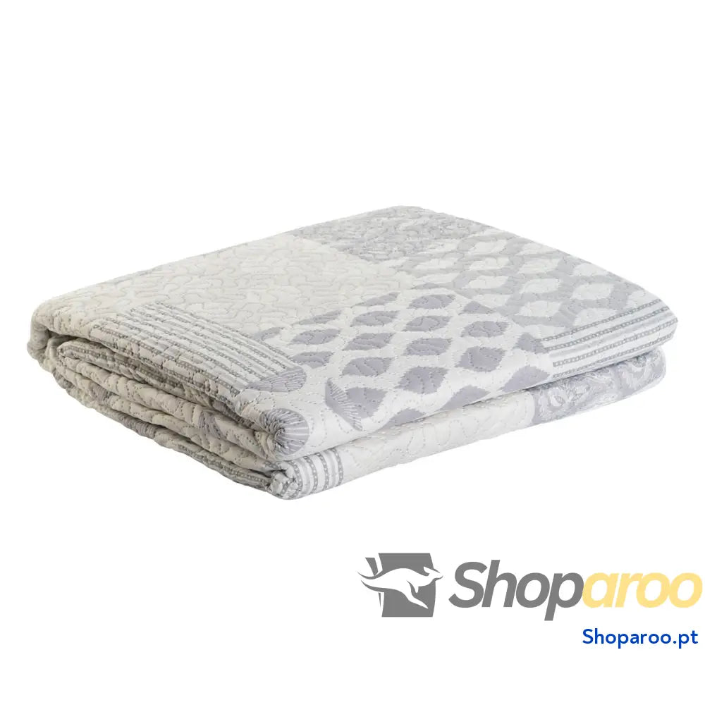 Colcha DKD Home Decor Bege Cinzento Queen 270 x 270 x 1 cm