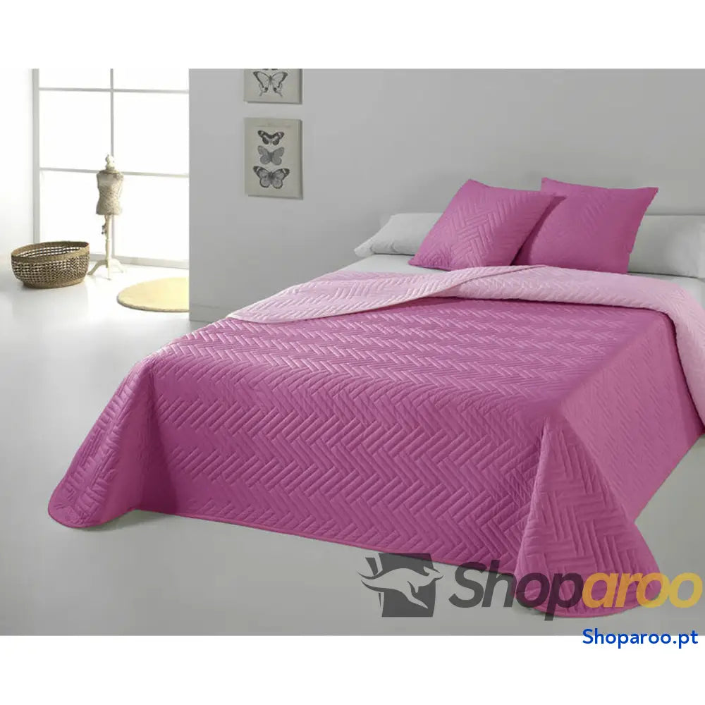 Colcha Hosteline VEGAS Fúcsia Malva Queen (3 Peças)