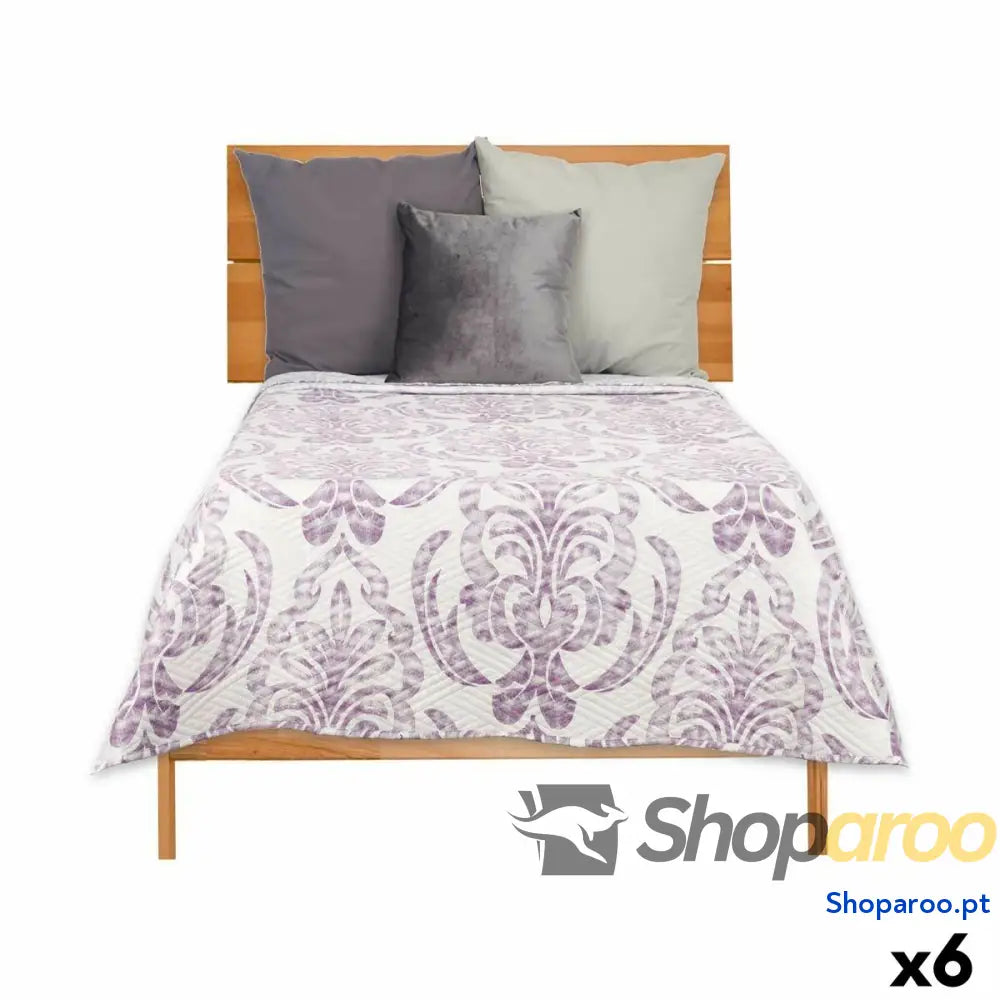 Colcha Reversível 180 x 260 cm Branco Roxo (6 Unidades)