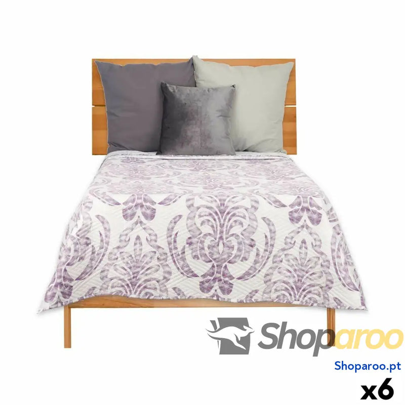 Colcha Reversível 180 x 260 cm Branco Roxo (6 Unidades)