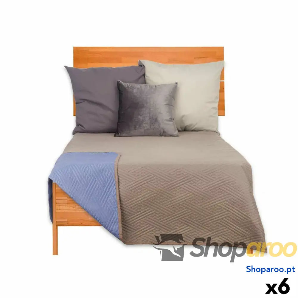 Colcha Reversível 240 x 260 cm Azul Cinzento (6 Unidades)