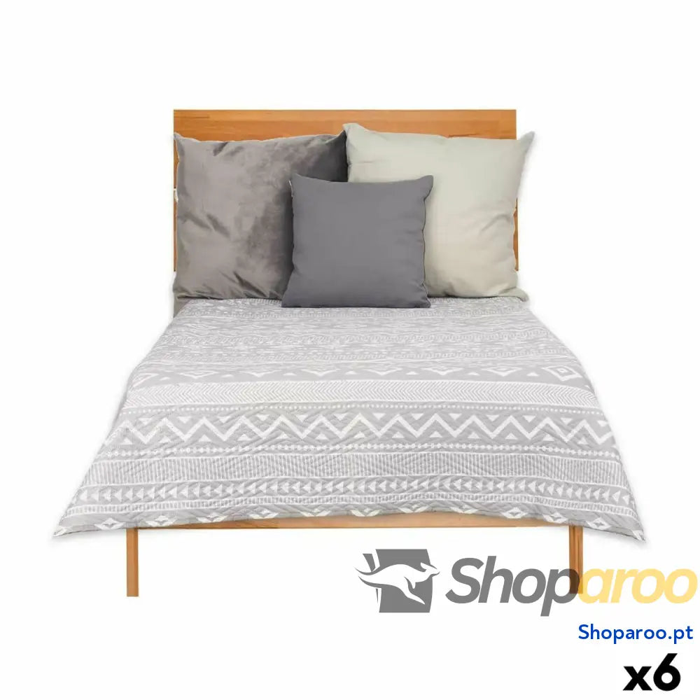 Colcha Reversível 240 x 260 cm Branco Cinzento (6 Unidades)