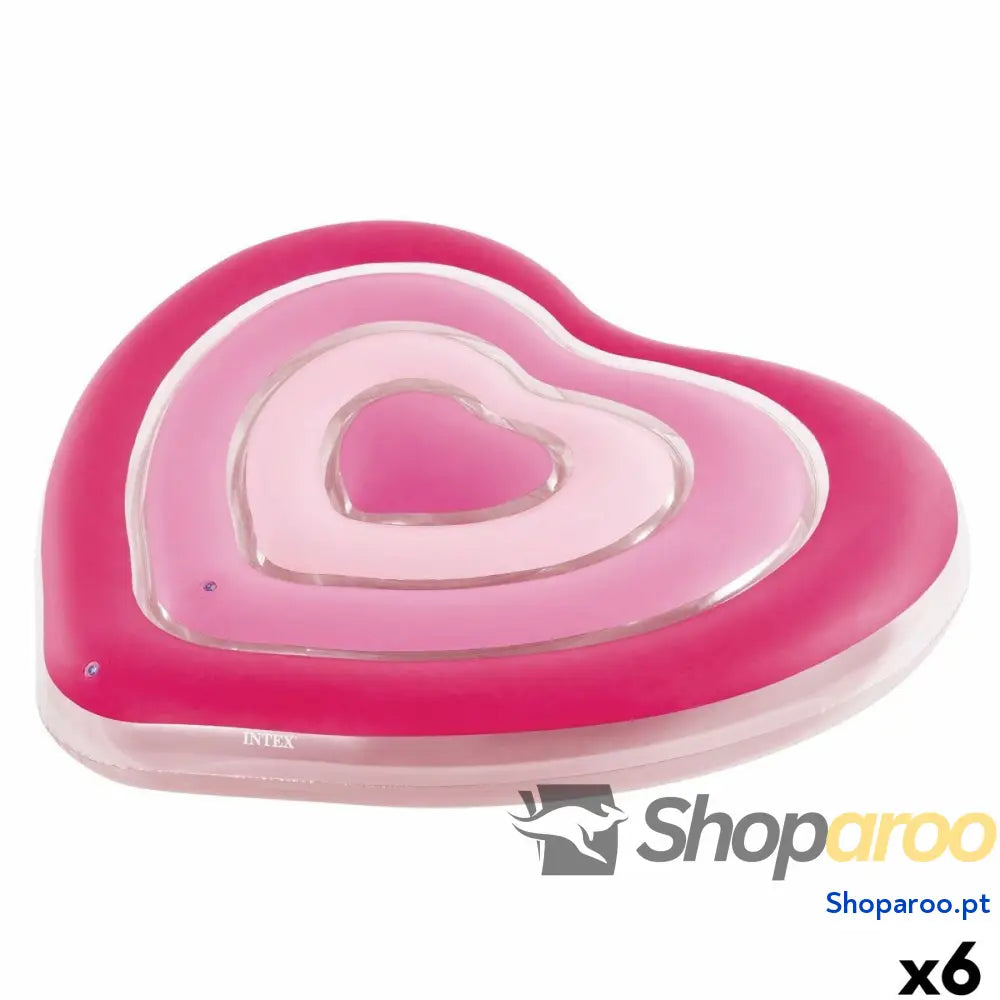 Colchão Insuflável Intex Coração 135 x 155 25 cm Cor de Rosa (6 Unidades)