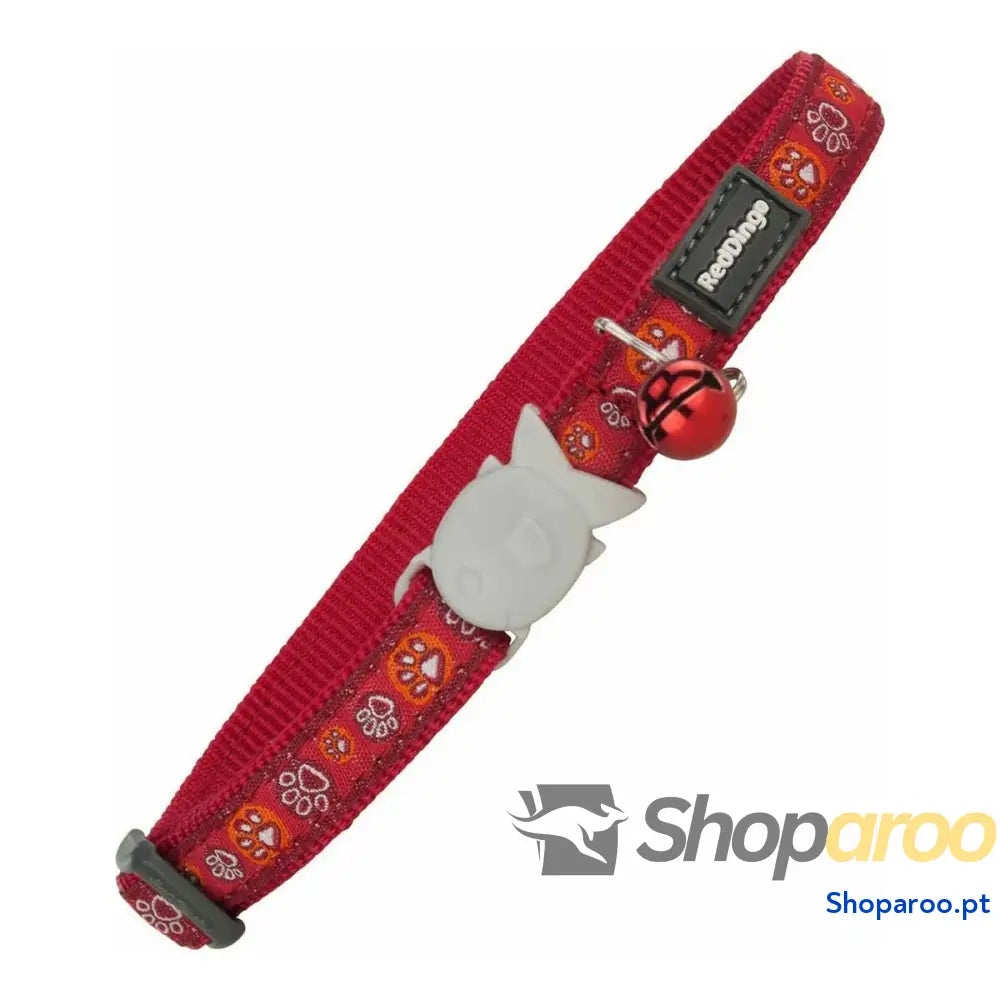 Coleira para Gato Red Dingo Style Vermelho 20-32 cm Pegada de animal