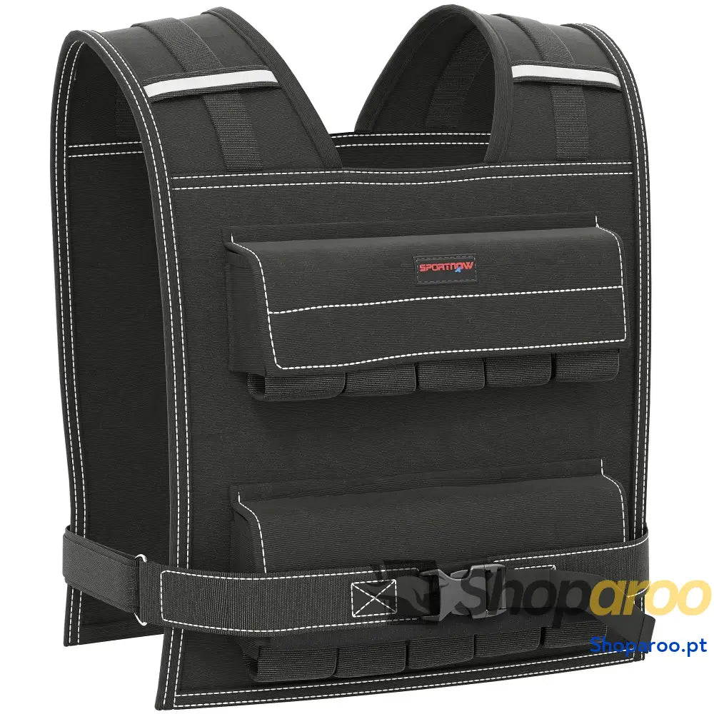 Colete de Pesos 20 kg Musculação Ajustável com Bandas Reflectoras Cross Training Preto
