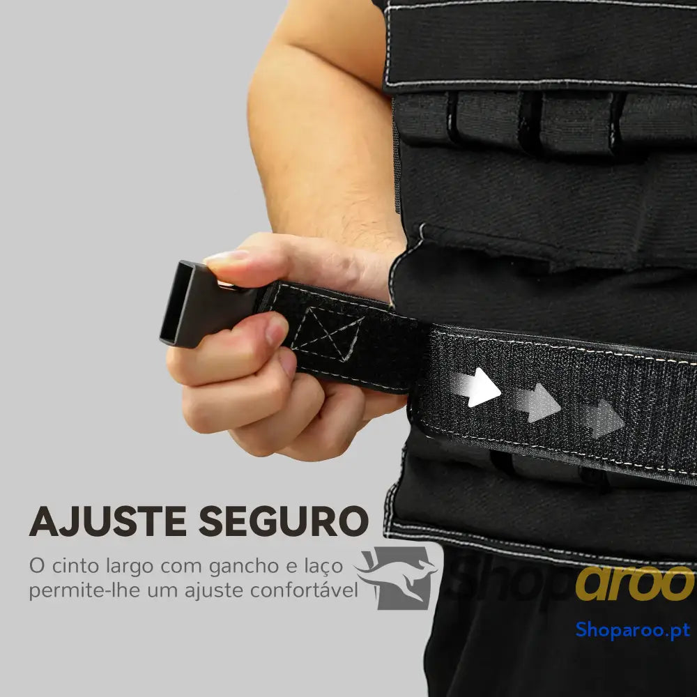 Colete de Pesos 20 kg Musculação Ajustável com Bandas Reflectoras Cross Training Preto