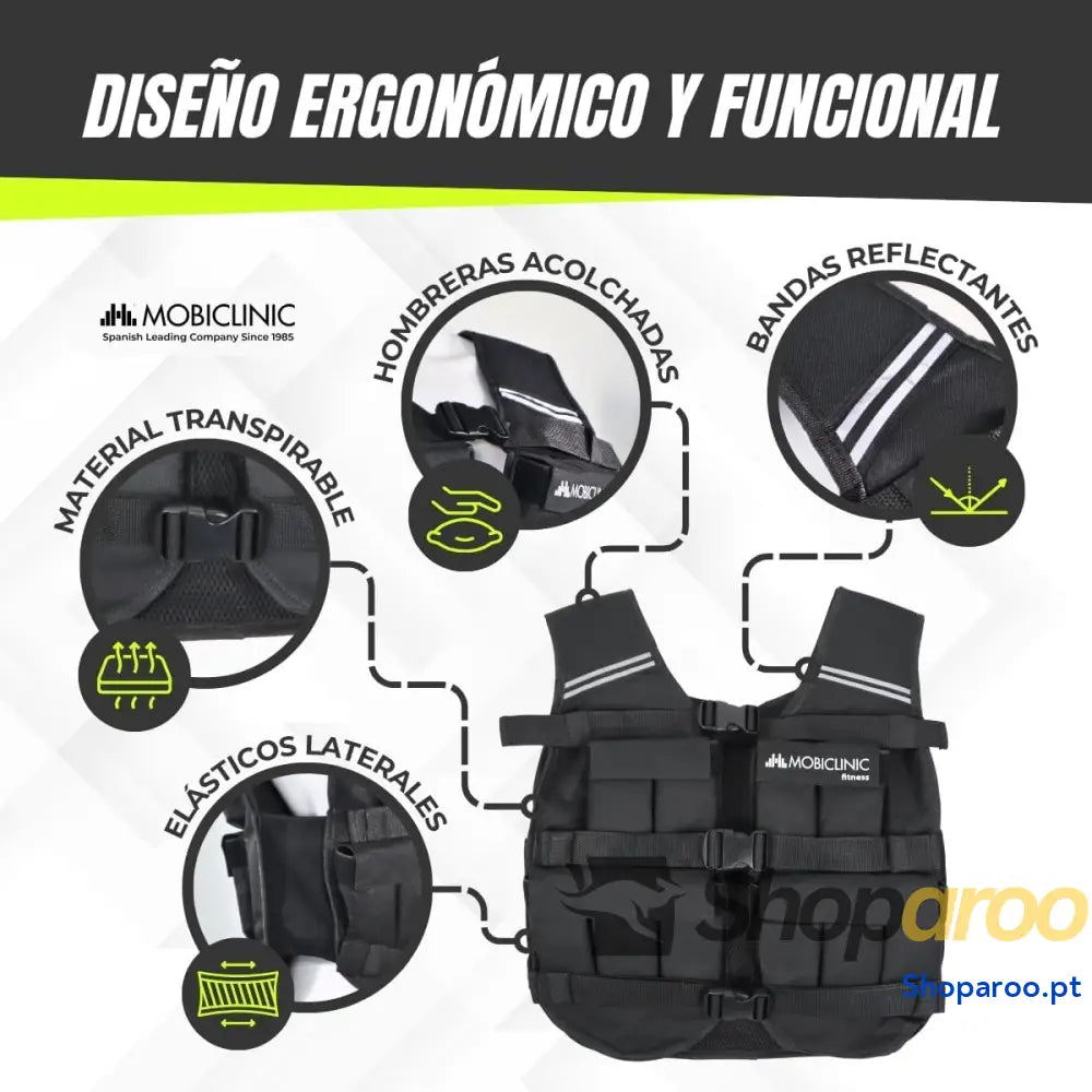 Colete lastrado colete de peso ajustável resistente tecido Oxford 600D incluído faixas refletoras respirável com pesos