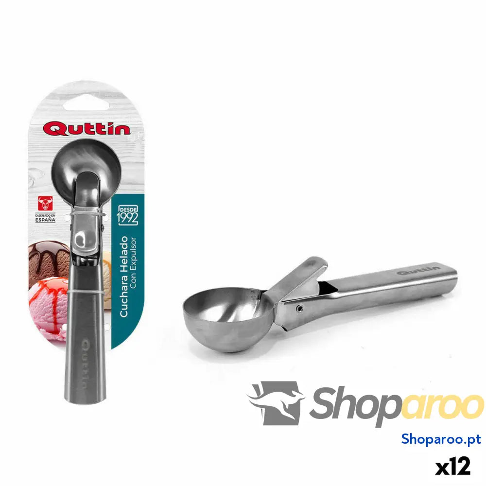 Colher para Gelado Quttin 62955 Aço inoxidável Prateado 18 x 5 x 4 cm (12 Unidades)