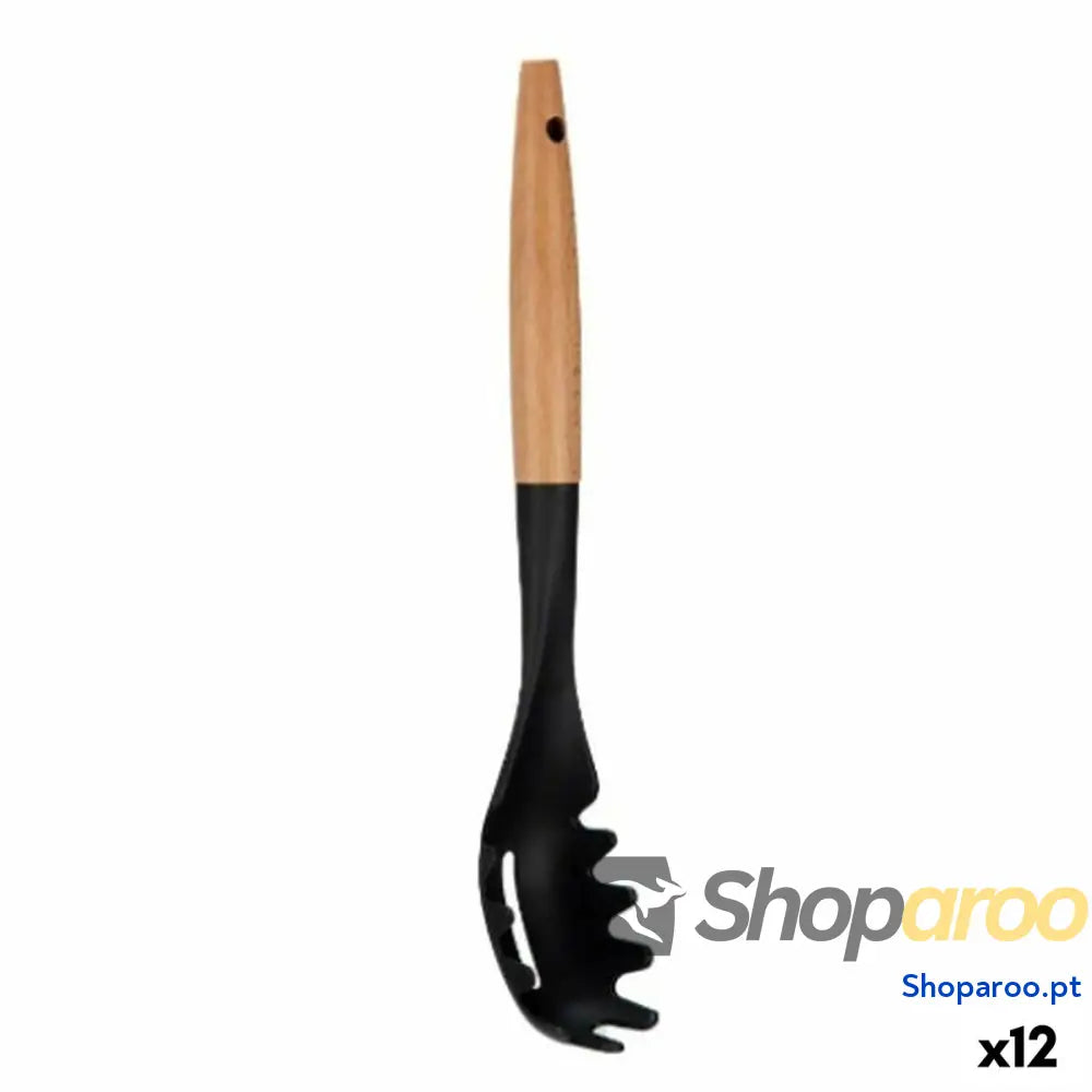 Colher para Servir Massa Kinvara KT190072 6 PBT Preto Natural Madeira x 33,5 cm (12 Unidades)