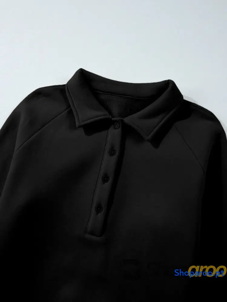 Collared Sweatshirt and High Waist Pants Active Set