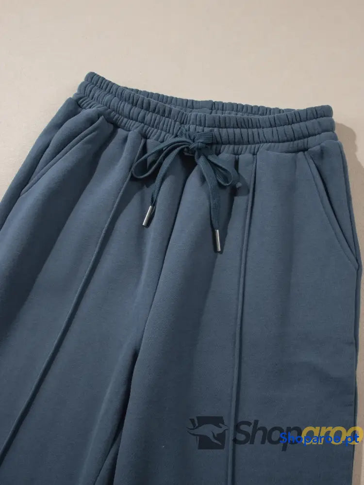 Collared Sweatshirt and High Waist Pants Active Set
