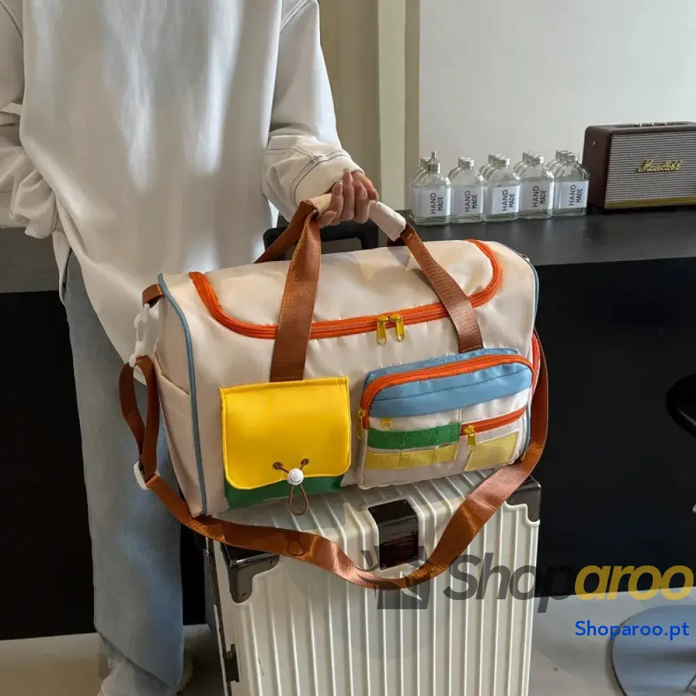 Color Block Multi-Pockets Travel Bag