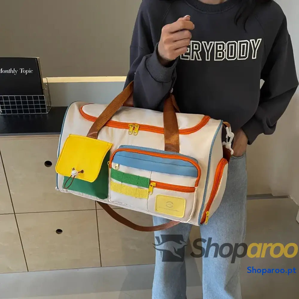 Color Block Multi-Pockets Travel Bag
