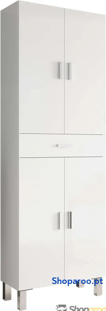 Coluna de casa banho armário lavatório 4 portas e 1 gaveta modelo Aruba acabamento em branco brilho medidas: 60 cm