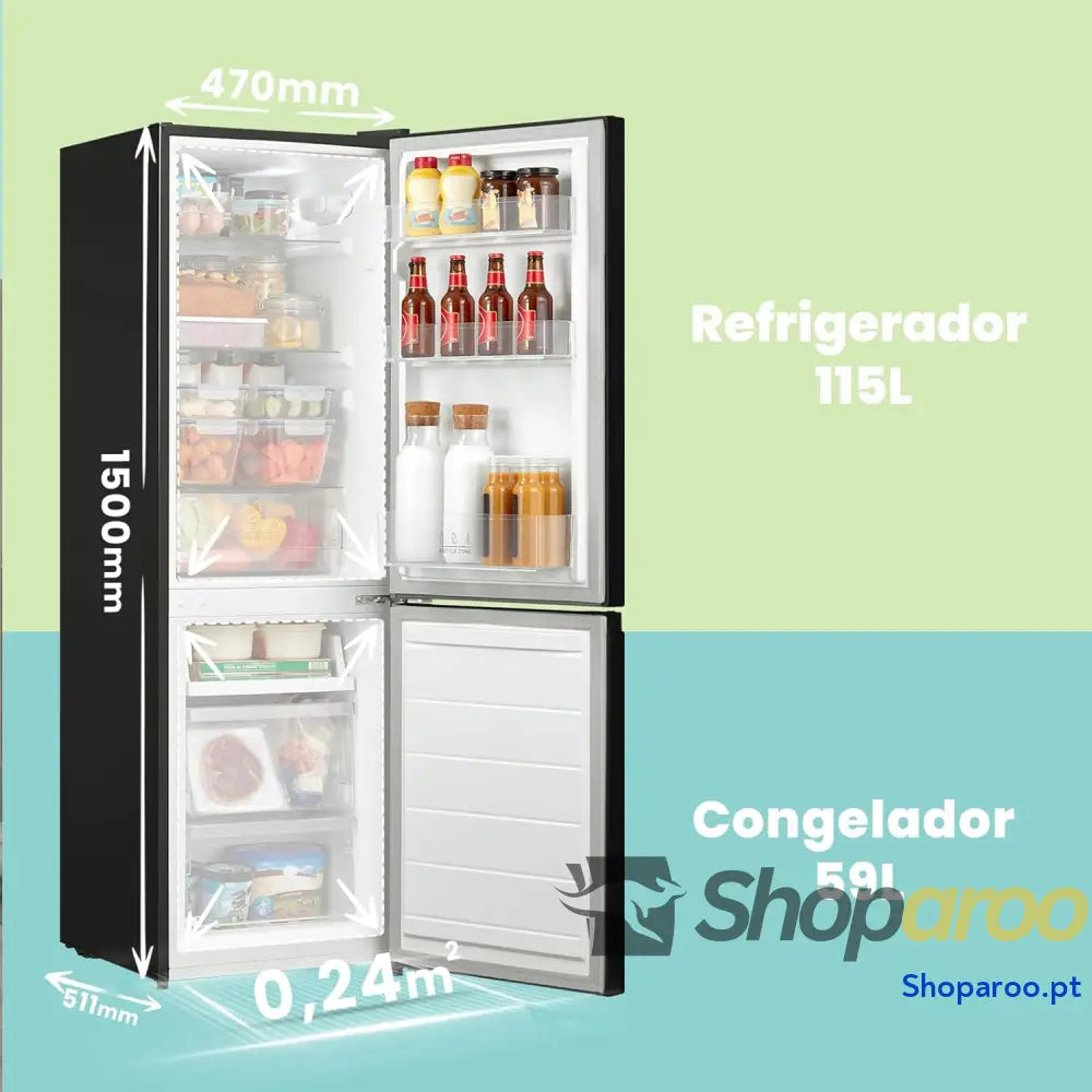 Comfee ’ RCB169DK2(E) 174L frigorífico com congelador/altura 150 cm/Low Frost/temperatura ajustável do frigorífico/luz