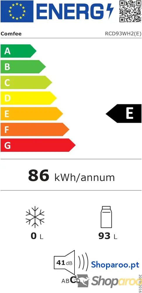 Comfee ’ RCD93WH2(E) Frigorífico de uma porta 93 l controlo temperatura pequeno frigorífico sob mesa silencioso GZRD 45