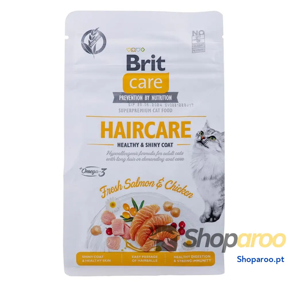 Comida para gato Brit Care Grain Free Haircare Healthy & Shiny Coat Adulto Frango Salmão 400 g