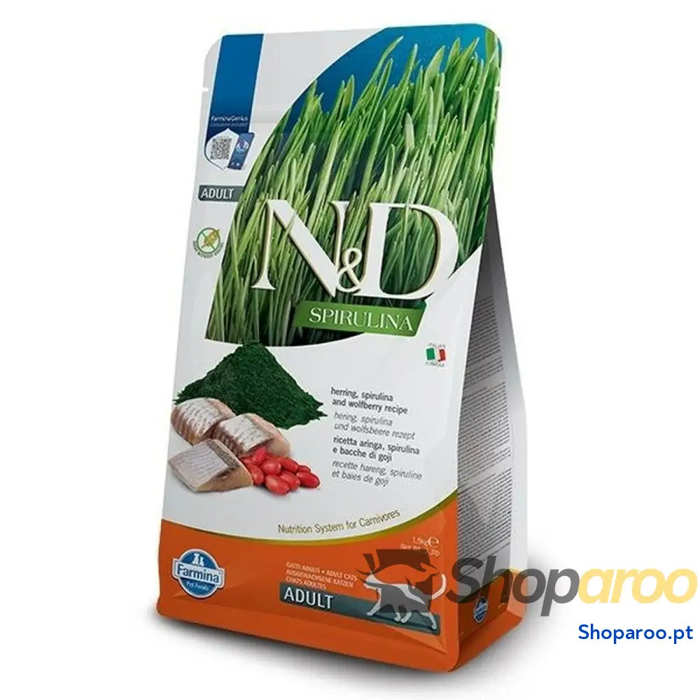 Comida para gato Farmina N&D Spirulina Herring Erva gateira Adulto 1,5 Kg