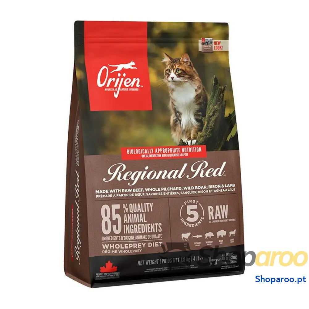 Comida para gato Orijen Regional Red Adulto Vitela Borrego Carne de bovino Javali 1,8 kg