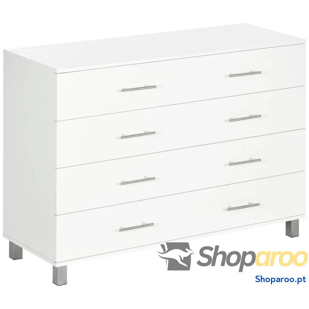 Cómoda com 4 Gavetas de Dormitório Estilo Moderno para Sala Estar Entrada Corredor 112x38,2x81cm Branco