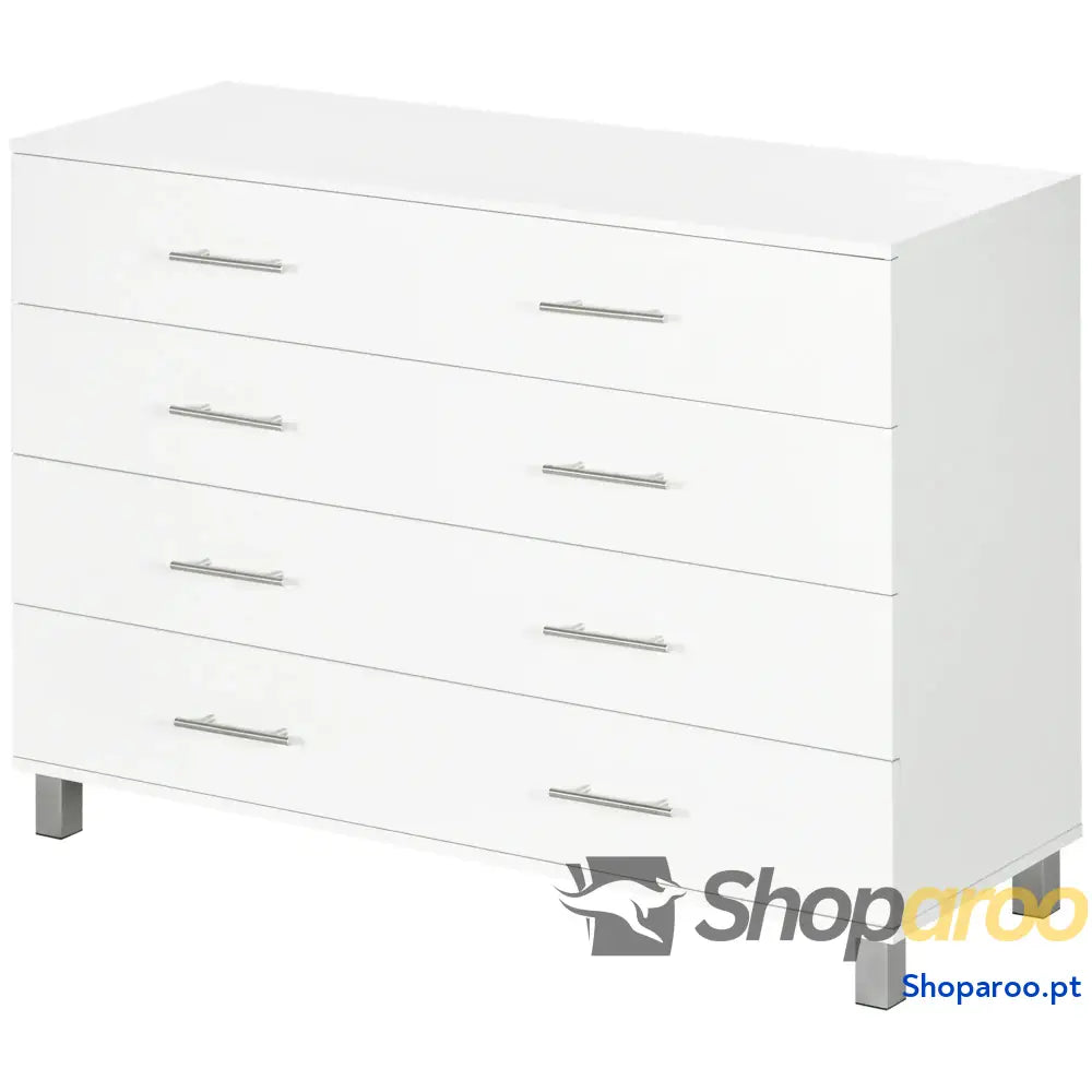 Cómoda com 4 Gavetas de Dormitório Estilo Moderno para Sala Estar Entrada Corredor 112x38,2x81cm Branco