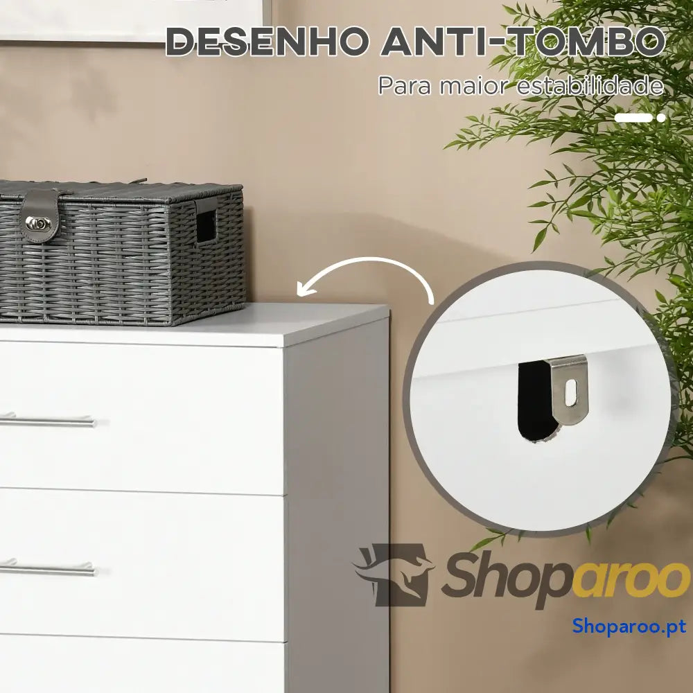 Cómoda com 4 Gavetas de Dormitório Estilo Moderno para Sala Estar Entrada Corredor 112x38,2x81cm Branco