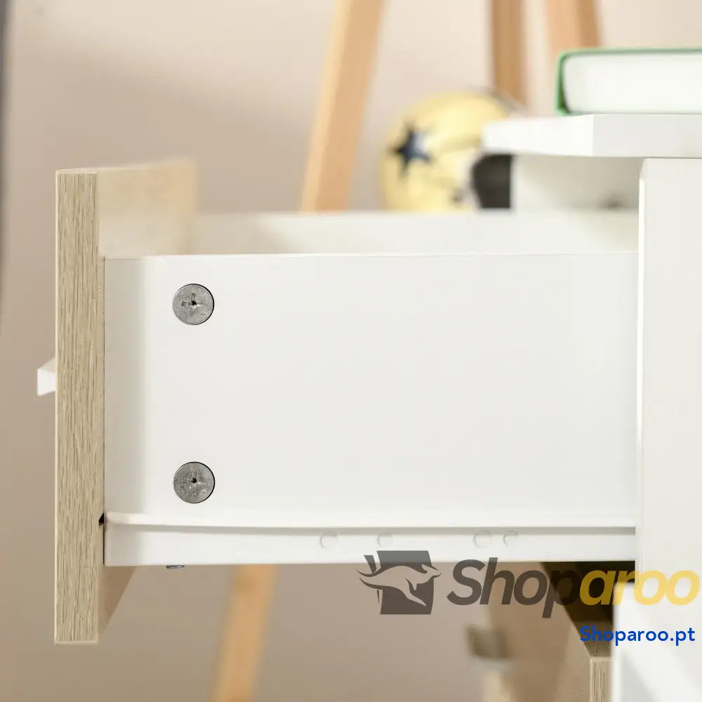 Cómoda com 4 Gavetas Moderna para Armazenamento em Carvalho e Branco