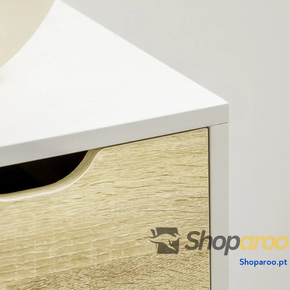 Cómoda com 5 Gavetas Moderna em Madeira e Branco para Quarto ou Escritório