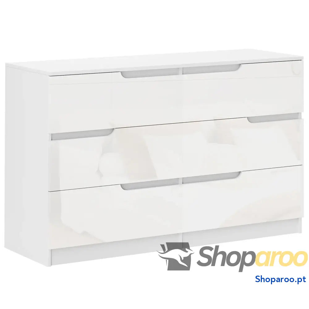 Cómoda com 6 Gavetas de Dormitório Moderna Sistema Anti-Tombo 120x40x75 cm Branco
