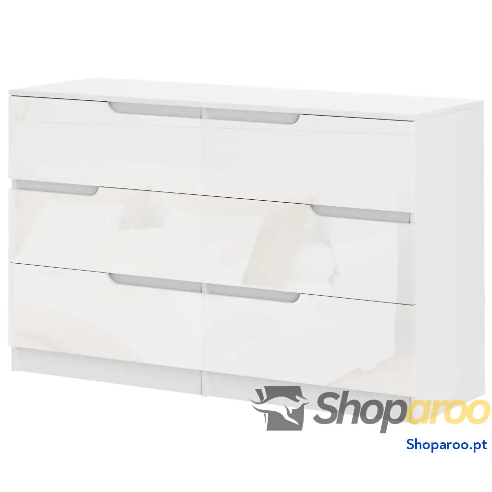 Cómoda com 6 Gavetas de Dormitório Moderna Sistema Anti-Tombo 120x40x75 cm Branco
