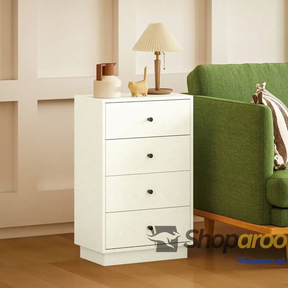 Cómoda de 4 Gavetas para Dormitório Moderna Estreita Sala Estar Corredor 47x29x75 cm Branco