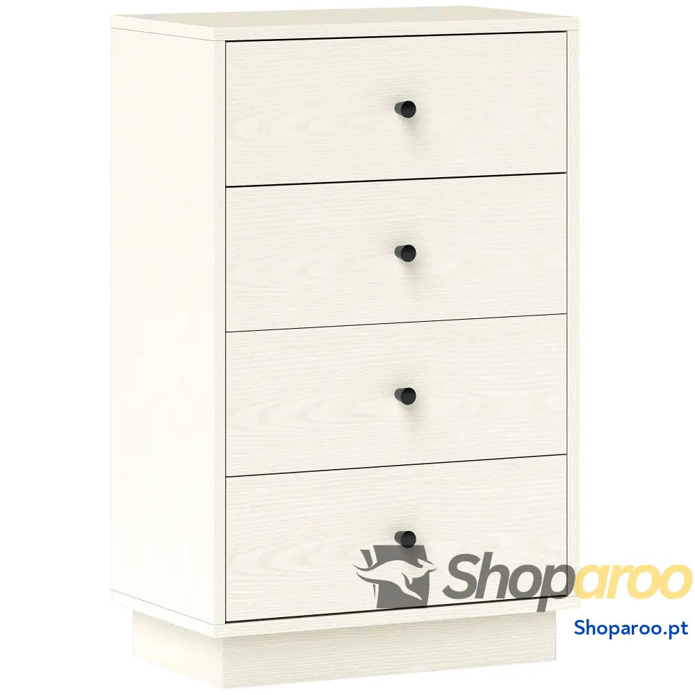 Cómoda de 4 Gavetas para Dormitório Moderna Estreita Sala Estar Corredor 47x29x75 cm Branco