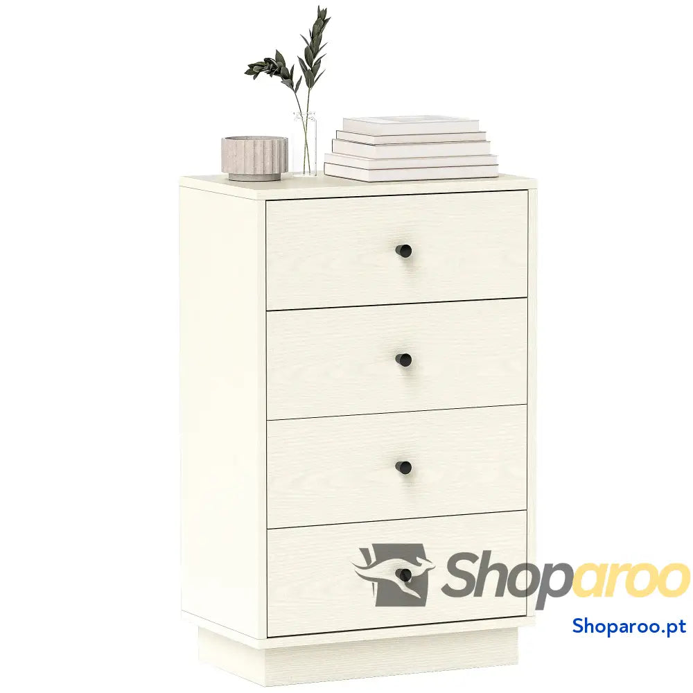 Cómoda de 4 Gavetas para Dormitório Moderna Estreita Sala Estar Corredor 47x29x75 cm Branco