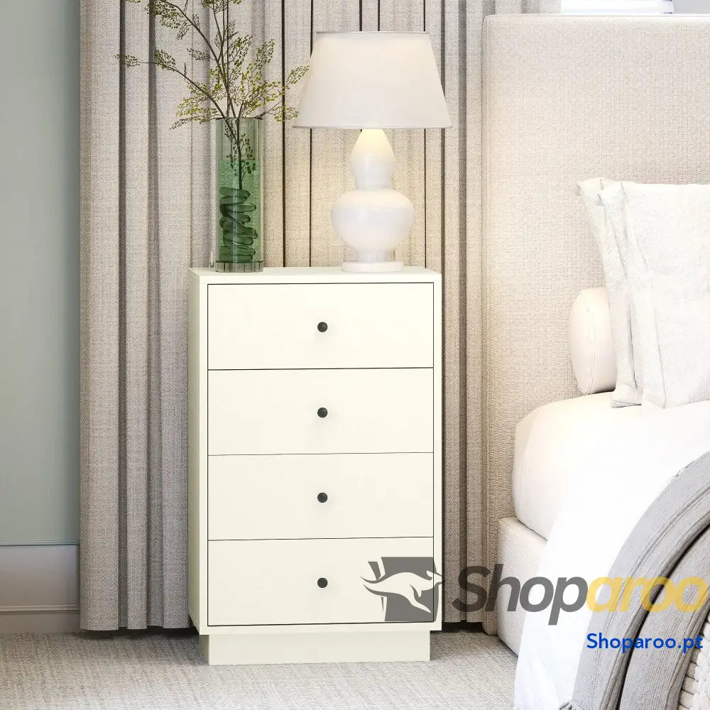 Cómoda de 4 Gavetas para Dormitório Moderna Estreita Sala Estar Corredor 47x29x75 cm Branco