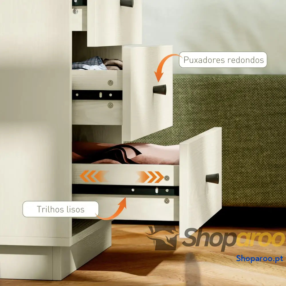 Cómoda de 4 Gavetas para Dormitório Moderna Estreita Sala Estar Corredor 47x29x75 cm Branco