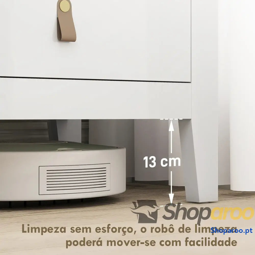 Cómoda de 6 Gavetas Branca para Dormitório com Puxadores PU