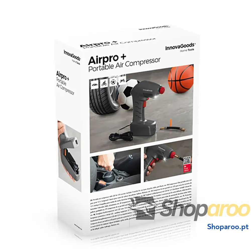 Compressor de Ar Portátil com LED Airpro+ InnovaGoods Cinzento Vermelho
