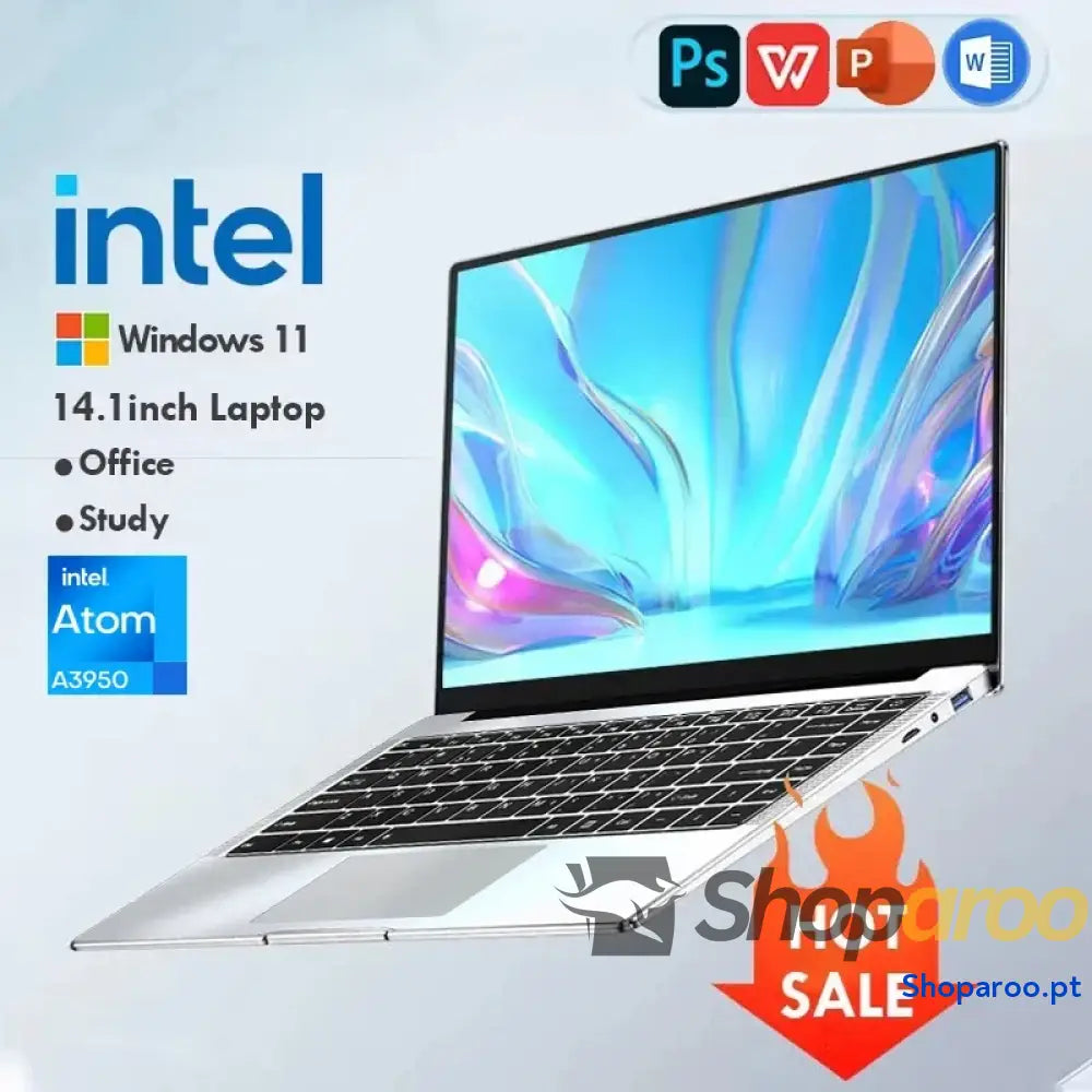 Computador portátil ultrafino com Windows 11 14,1’’ 12 GB de RAM 512 SSD 1 TB Intel A3950 gaming resolução 1920 x 1080