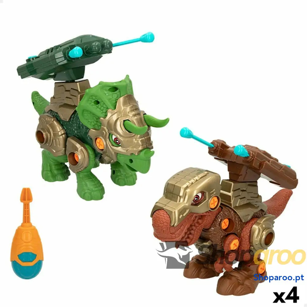 Conjunto 2 Dinossauros Colorbaby 21 x 14 x 9,5 cm articulado Lança-Projéteis 4 Unidades Dinossauro