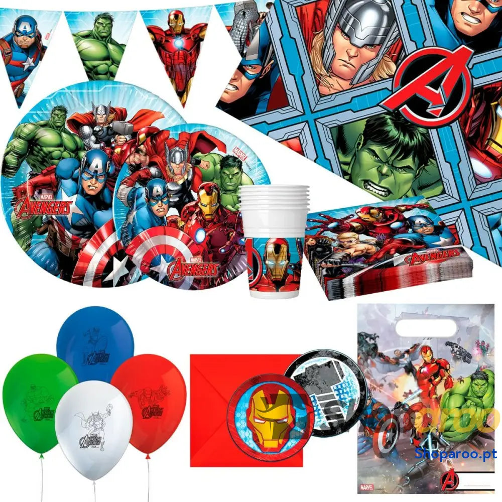 Conjunto Artigos de Festa The Avengers 66 Peças
