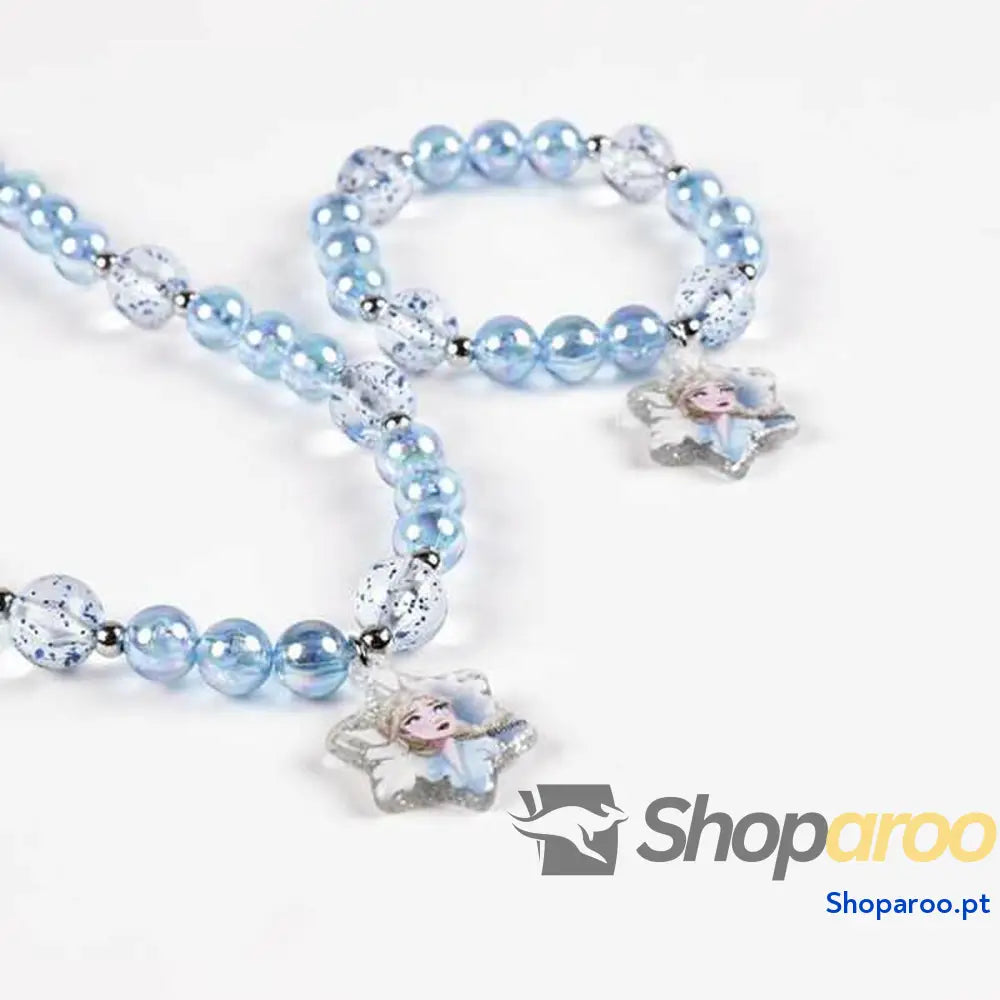 Conjunto Colar e Pulseiras Frozen Azul 2 Peças