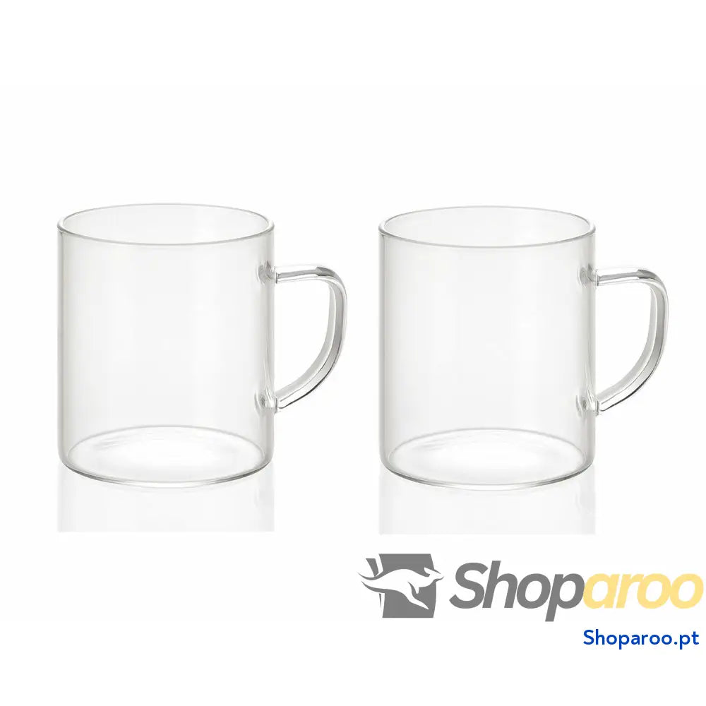 Conjunto de 2 Canecas Andrea House ms19209 Transparente Vidro 300 ml x Ø 7,5 8,5 cm