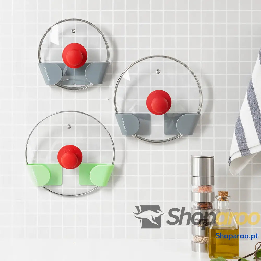 Conjunto de 3 Suportes Adesivos para Tampas de Panelas Smarack InnovaGoods