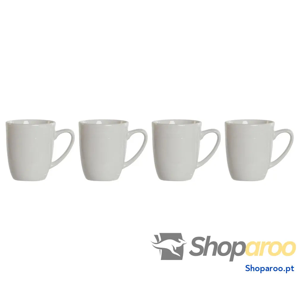 Conjunto de 4 Canecas DKD Home Decor Branco Porcelana 330 ml 12 x 10 9 cm