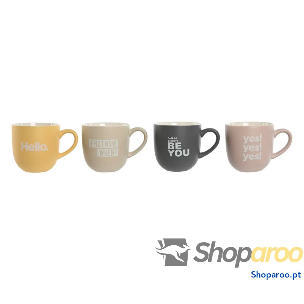 Conjunto de 4 Canecas Home ESPRIT Amarelo Bege Cinzento Cor Rosa Porcelana 410 ml 13 x 9 9,4 cm