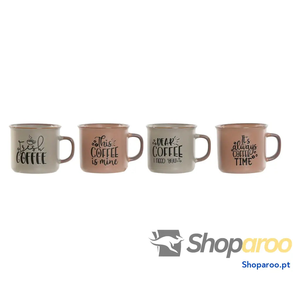 Conjunto de 4 Canecas Home ESPRIT Azul Cor Rosa Grés 285 ml 9 x 7 8 cm