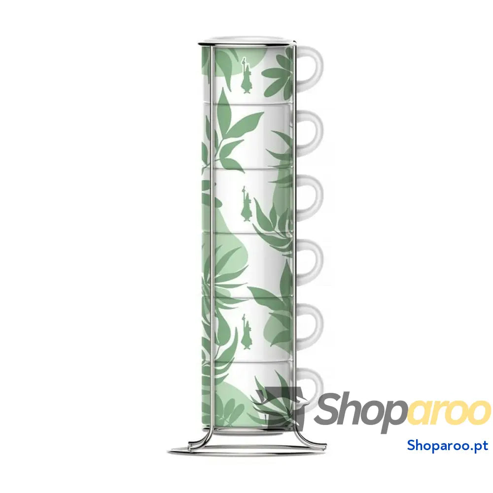 Conjunto de 6 Chávenas Café Bialetti 29597 Branco Verde Porcelana 90 ml (6 Unidades)